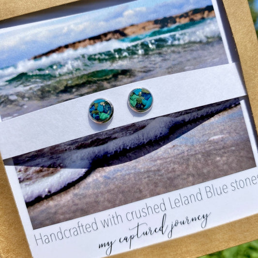Crushed Leland Blue Stone Stud Earrings