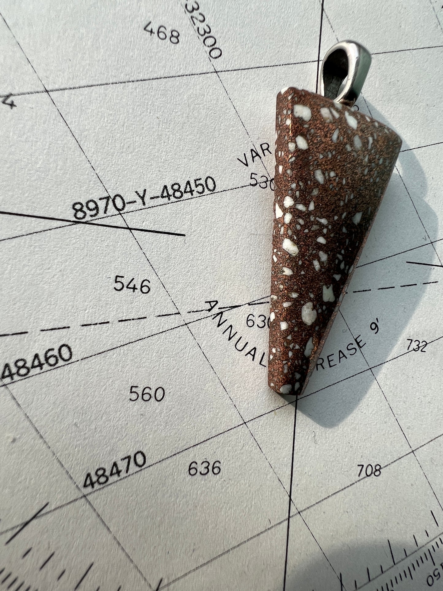 Michigan Firebrick Upside Down Triangle Necklace