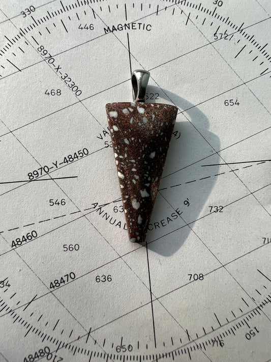 Michigan Firebrick Upside Down Triangle Necklace